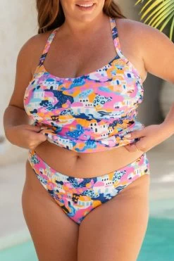 Luna 90s Bikini Bottom - Mediterranean Vista -Swim Wear Shop GiselleLuna MediterraneanVista Swim Jan2024 5106