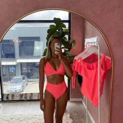 Lola Triangle Top - Fluorescent Coral