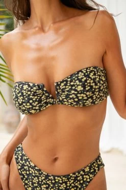 Scarlett Bandeau Top - Midnight Blossom -Swim Wear Shop InfamousJuly2023 5009