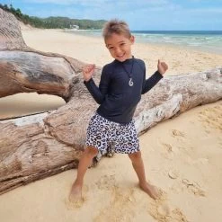 Mini Billy Rashie Top - Black On Black 11 Mini Billy Rashie Top - Black On Black -Swim Wear Shop LifestyleBoysrashieBlack3