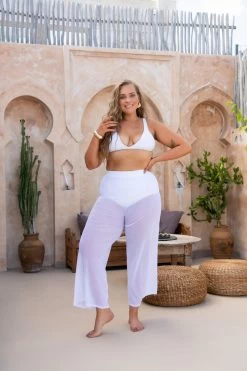 Marina Wide Leg Pants - Fresh White -Swim Wear Shop LolaMarinaPants FreshWhite 1561