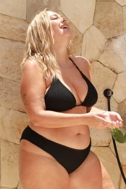 Mia String Top - Black Waffle -Swim Wear Shop MiaLunaBlackWaffle11