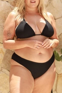 Mia String Top - Black Waffle