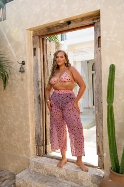 Marina Wide Leg Pants - Bejeweled Leopard -Swim Wear Shop MiaMarinaPants BejewelledLeopard 394