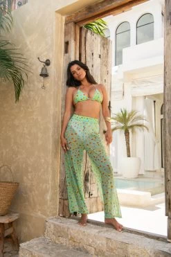 Marina Wide Leg Pants - Sour Sky Leopard -Swim Wear Shop MiaMarinaPants SourSkyLeopard 909