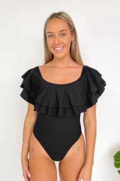 Miranda One Piece - Black Waffle -Swim Wear Shop MirandaBlackWaffle4