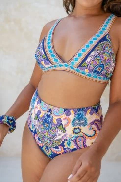 Lola Triangle Top - Peacock Swirls -Swim Wear Shop PeacockSwirl00302