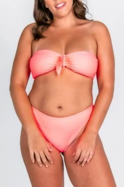 Grace Bikini Bottom - Fluorescent Coral -Swim Wear Shop carrie grace curve fluro pink 1