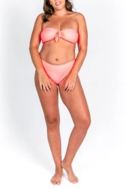 Grace Bikini Bottom - Fluorescent Coral -Swim Wear Shop carrie grace curve fluro pink 5