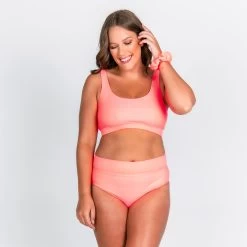 Ginger Bikini Bottom - Fluorescent Coral -Swim Wear Shop gia ginger curve fluro pink 6